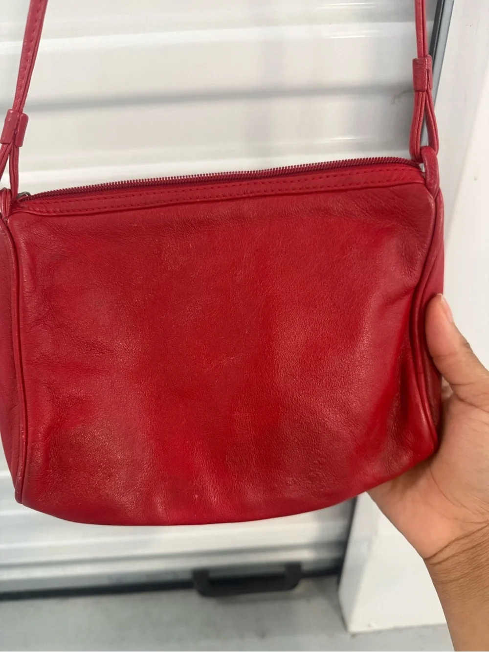 VTG Red Leather Woven Crossbody Shoulder Bag  bottega inspired